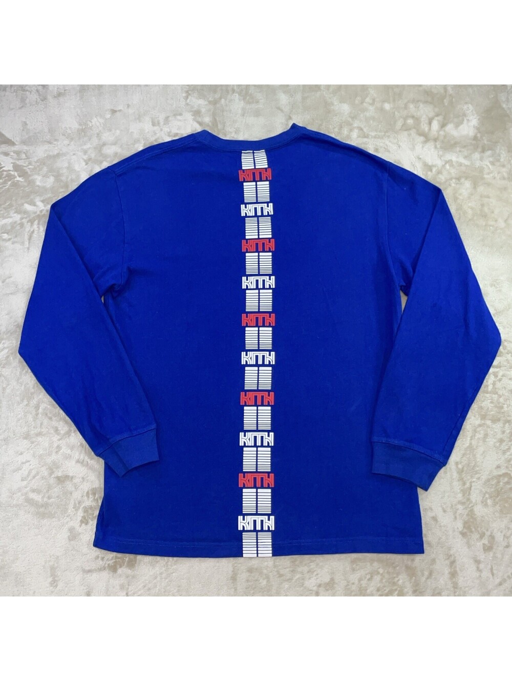 KITH Long Sleeve Blue 3D Logo Long Sleeve Double Sided Tee Men XL Excellent Cond